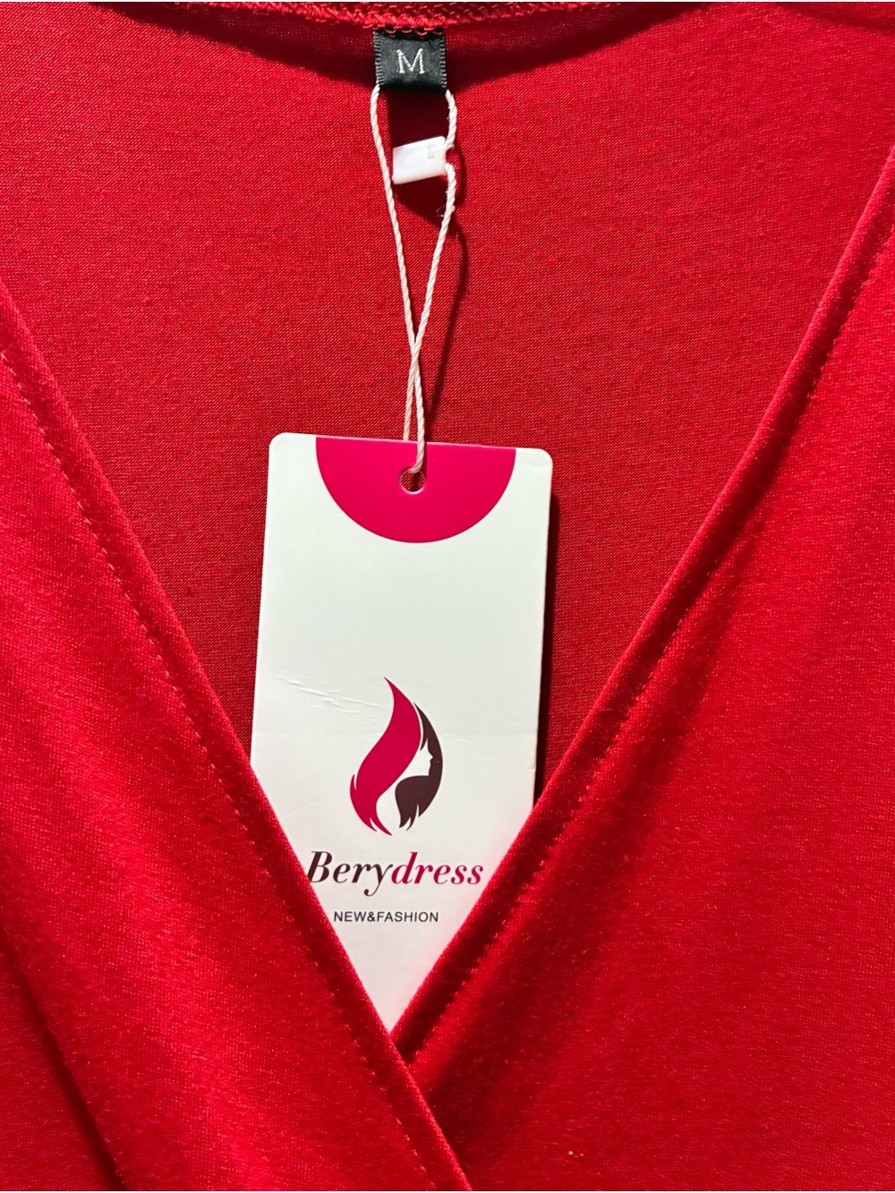 Berrydress Women's Red Wrap Dress - V-Neck Wrap Front (size medium)